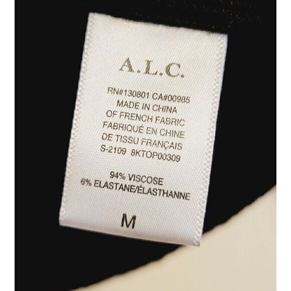 A.L.C. Savannah Fitted V-neck Long Sleeve Ribbed Tee In Black Women's Size M - Picture 9 of 10